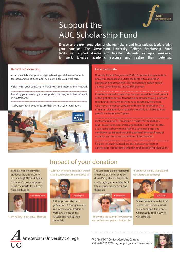 ASF flyer for potential sponsors and donors