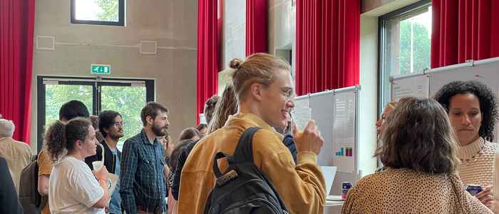 Capstone Forum, discussing poster projects