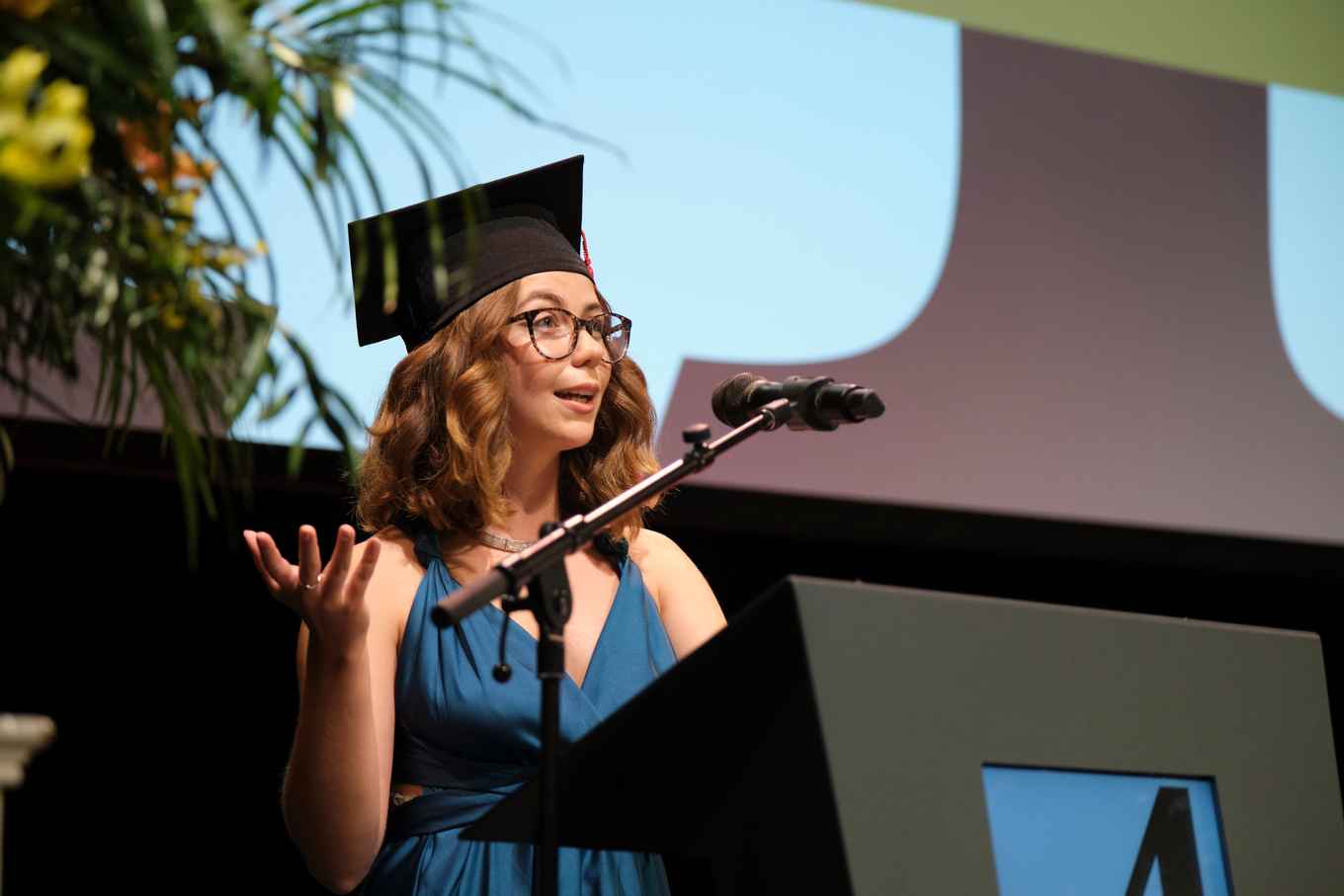 AUC Valedictorian Ingrid Sommer delivering the Commencement Address