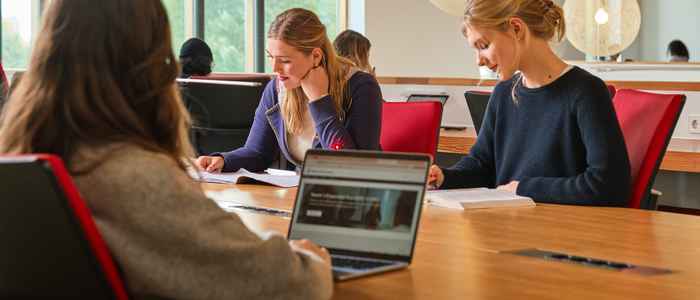 Student viewing laptop screen for online Open Day session