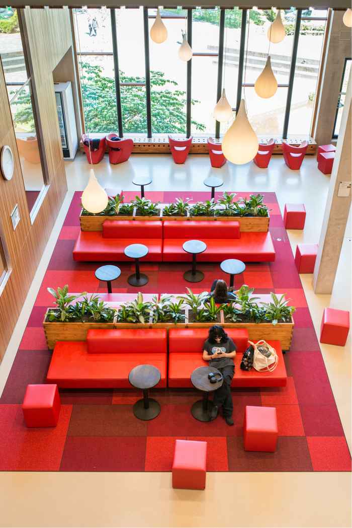 Upper Common Room with student studying